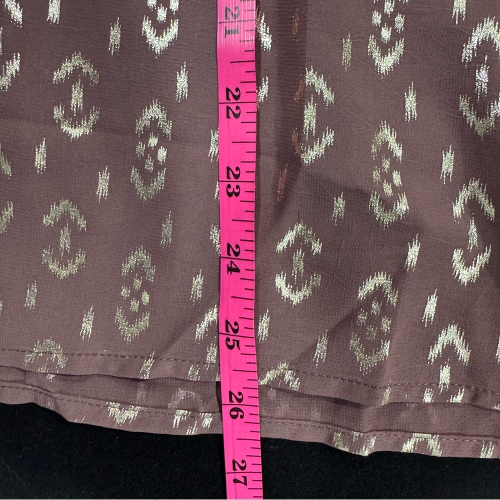 Mystree Brown and Gold Smocked Blouse - Picture 11 of 11